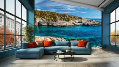 Zakynthos, Greece. Ionian sea lagoon at Porto Limnionas Beach. Wall mural