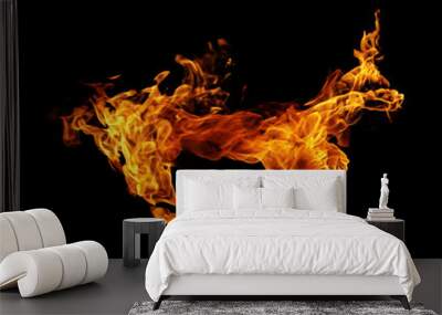 Fire flames black background Wall mural