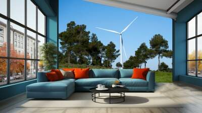 ecological windmills to generate electricity in a natural environment Wall mural