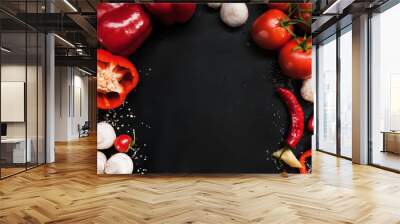 food photography. organic vegetable assortment spices mix background. healthy vegetarian lifestyle concept Wall mural