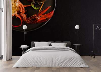 seafood meal luxury lobster delicacy concept. red color accent. restaurant food for toffs. free space. Wall mural