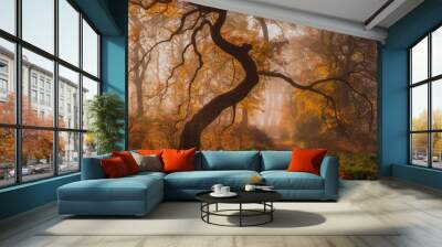 tree at sunset Wall mural