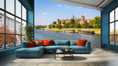 Krakow, Poland with Wawel castle and Wisła river on a beautiful summer day Wall mural