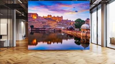 Amber Fort and Maota Lake, Jaipur, Rajasthan, India Wall mural