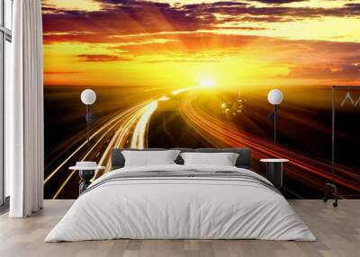 Sunset On The Highway. Wall mural