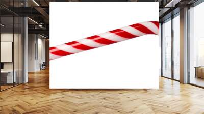 Mint hard candy cane striped in Christmas colours isolated on a white background. Closeup. Wall mural