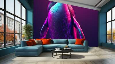 Abstract art. Colorful painting art of a magenta penguin. Background illustration. Digital art image. Wall mural