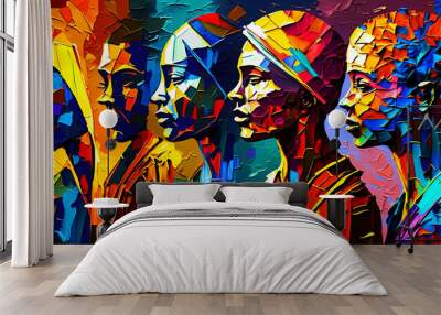 Abstract painting concept. Colorful art of an African people. African culture. Generative AI. Wall mural