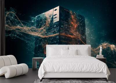 Abstract technology. Abstract art of a modern high tech internet data center. Global network connections. Digital art image. Wall mural