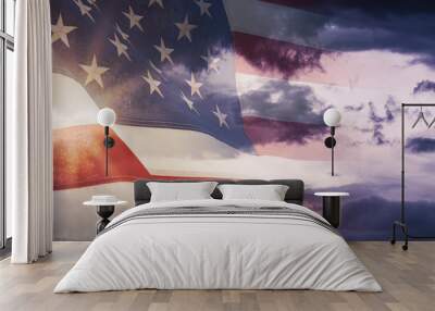 American National Holiday. US Flag background with American stars, stripes and national colors. Wall mural