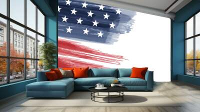 American National Holiday. US Flag with American stars, stripes and national colors. Watercolors. Wall mural