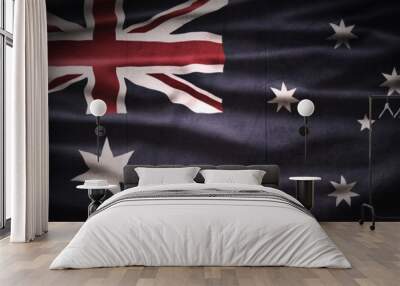 Australia National Day. Australian Flag with stripes and national colors. Background illustration. Copy space. Wall mural