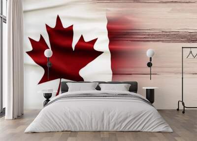 Canadian National Holiday. Canadian Flag background with maple leaf and national colors. Illustration Wall mural