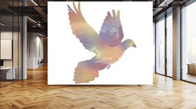 Christian illustration. Modern watercolor Holy Spirit, Pentecost or Confirmation symbol with a dove. Wall mural