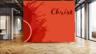 Christian worship and praise. Crosses and empty tomb in watercolor style. Text : Christ is risen Wall mural