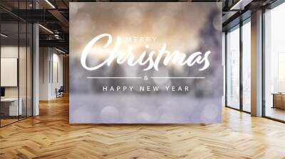 Christmas time. Merry Christmas and Happy New Year concept. Winter landscape. Wall mural