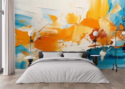 colorful abstract painting texture with oil brushstroke. painted background concept. Wall mural