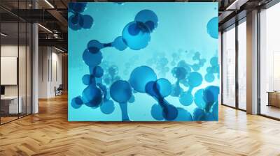 Green hydrogen energy. H2 gas molecules for production of green hydrogen energy. Renewable or sustainable electricity. Clean alternative ecological energy. 3D rendering. Wall mural