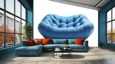 Modern dark blue sofa isolated on a transparent background. Wall mural