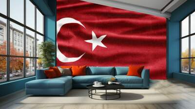 Turkey National Holiday. Turkish Flag background with half moon, star and national colors. Wall mural