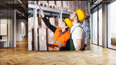 Engineer ordering to worker Wall mural