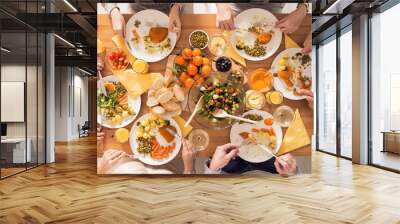 Family eating healthy meal Wall mural