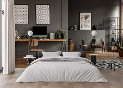 Grey open space interior Wall mural