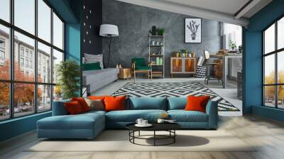 Grey room with pattern carpet Wall mural