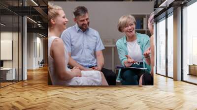 Group during meeting with therapist Wall mural