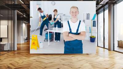 happy professional cleaner Wall mural