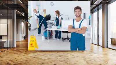 Man working for cleaning service Wall mural