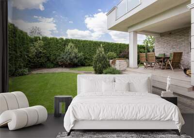 Modern house with beauty garden Wall mural