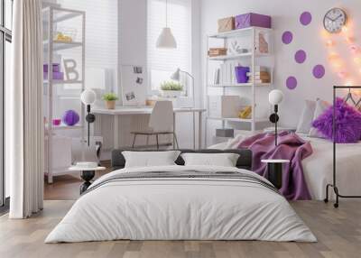 Modern interior with purple color Wall mural