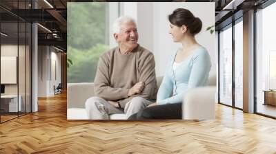 old man and young woman Wall mural