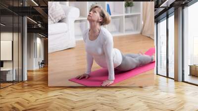 older woman and yoga Wall mural