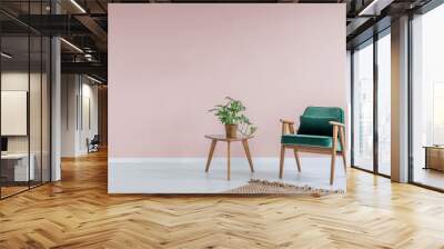 Pink room with green armchair Wall mural