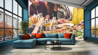 table full of vegan dishes Wall mural