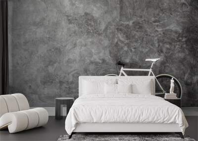 white bike on grey concrete wall, real photo with copy space Wall mural