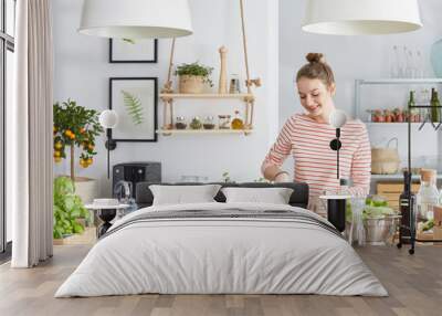 woman cutting vegetables Wall mural