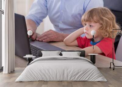 Working grandfather on laptop Wall mural