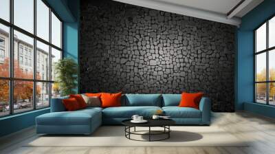 dark background with a texture, Smoke and Moonlight Illuminate Black Grunge Patterns on Old Walls, Creating a Vintage Atmosphere. Blue Space and Cloud Illustrations Blend with Textured Surfaces, Evoki Wall mural