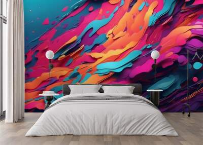 Dynamic 4K Abstract Wallpaper with Cosmic Colors, Abstract 4K Wallpaper for Cosmic Vibes, 4K Abstract Wallpaper Channeling 80s and 90s Energy, Abstract 4K Wallpaper Capturing Retro Essence, 4K Abstrac Wall mural