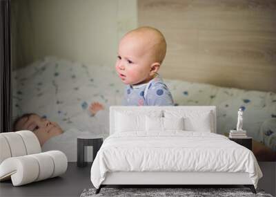 Boy Playing with Sister Wall mural