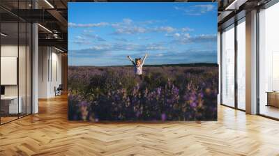 happy girl in lavender Wall mural