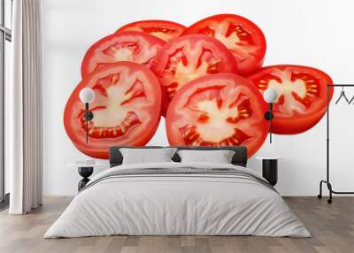 Fresh Sliced Tomato on White Background Wall mural