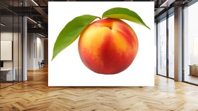 Peach or nectarine on white background Wall mural