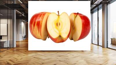 Peeled vibrant apples on white background Wall mural