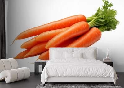 Raw fresh carrots on white background for clean presentation Wall mural