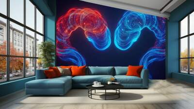 Two zodiac signs as abstract cosmic waves, merging together in a cosmic ocean Wall mural