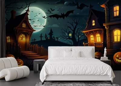 halloween background with castle Wall mural